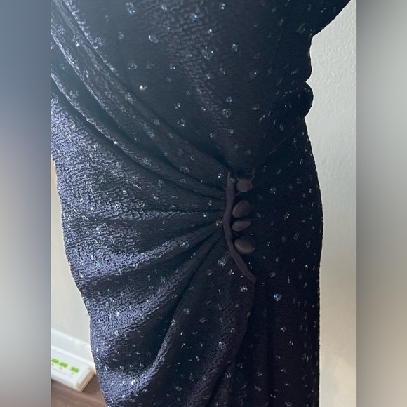 Morton Myles Vintage Blue Sparkle Wrap Dress 12 - Picture 4 of 8